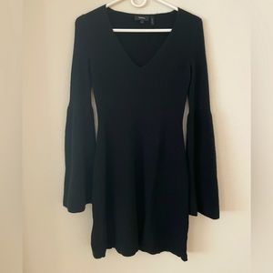 Theory Black Cashmere Bell Sleeve Dress